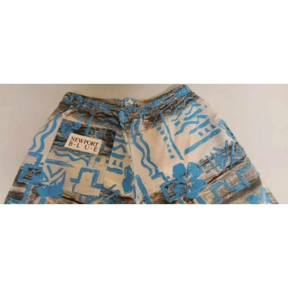Vintage Newport BLUE Men's 90s Swim Trunks Blue